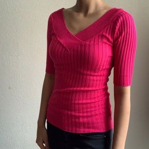 Hot Pink Ribbed Sweater